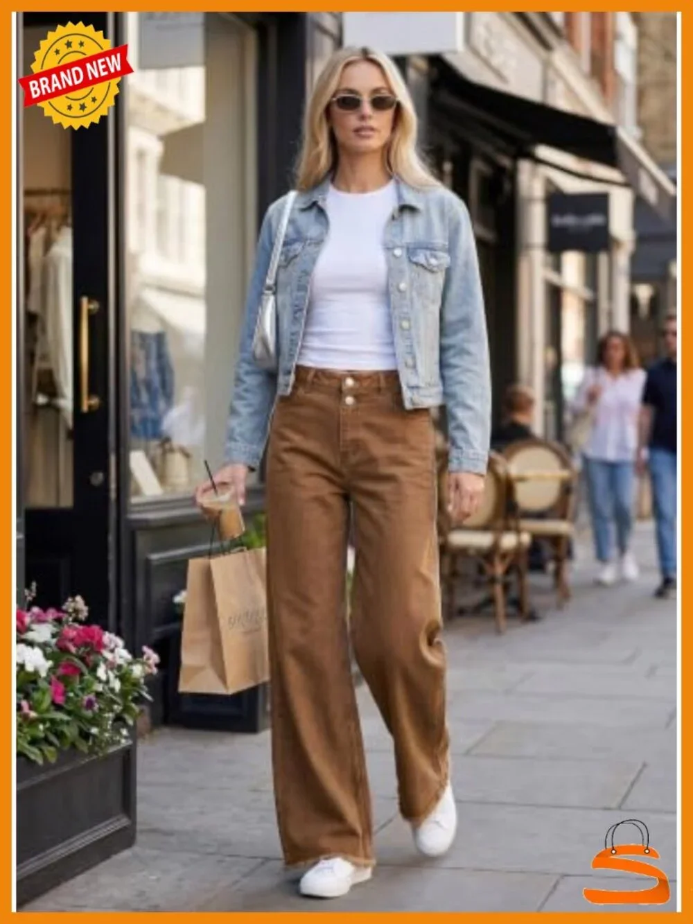 High Waisted Wide Leg Jeans with Raw Hem - Stretchy Denim